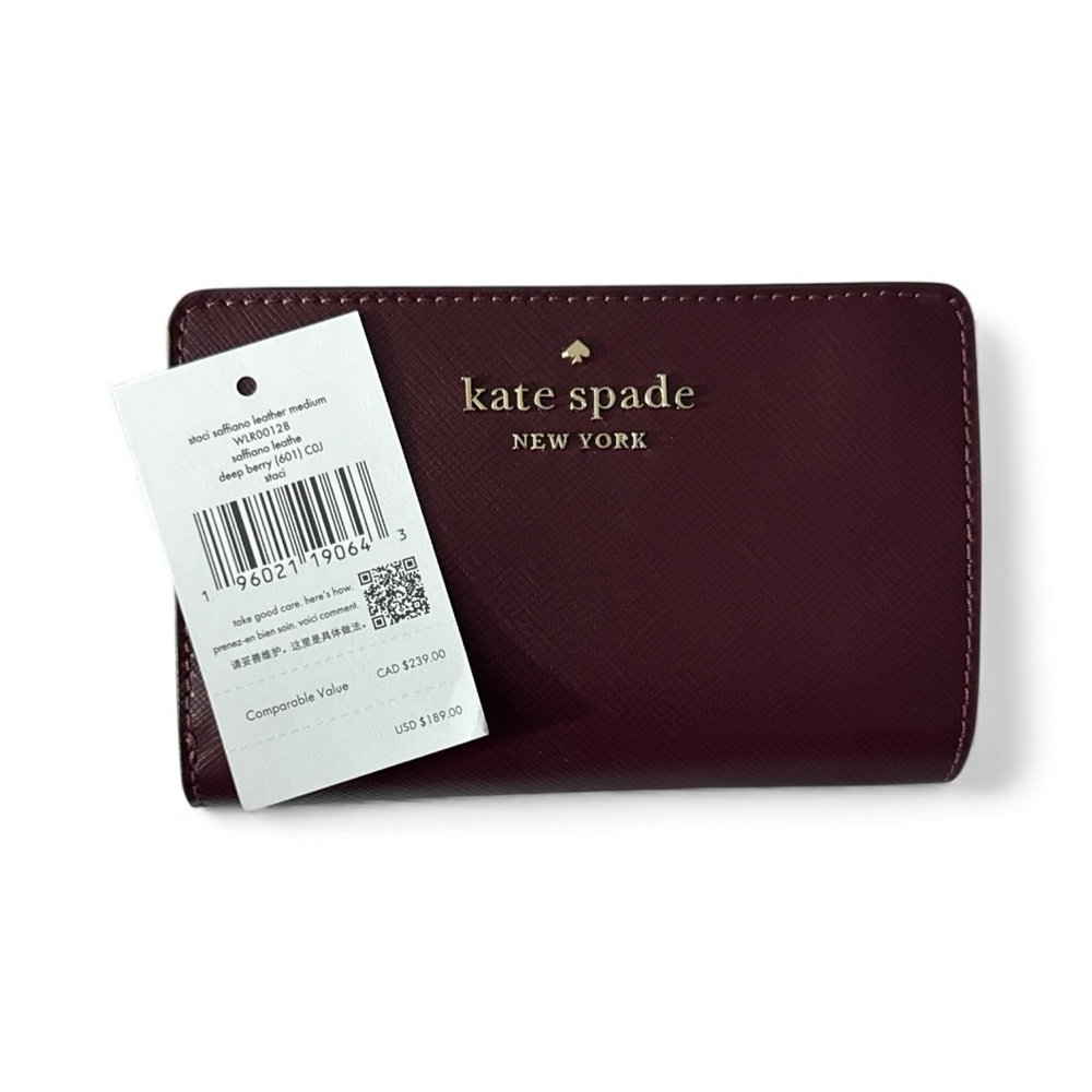 NWT Kate Spade $189msrp Staci Deep Berry Wallet